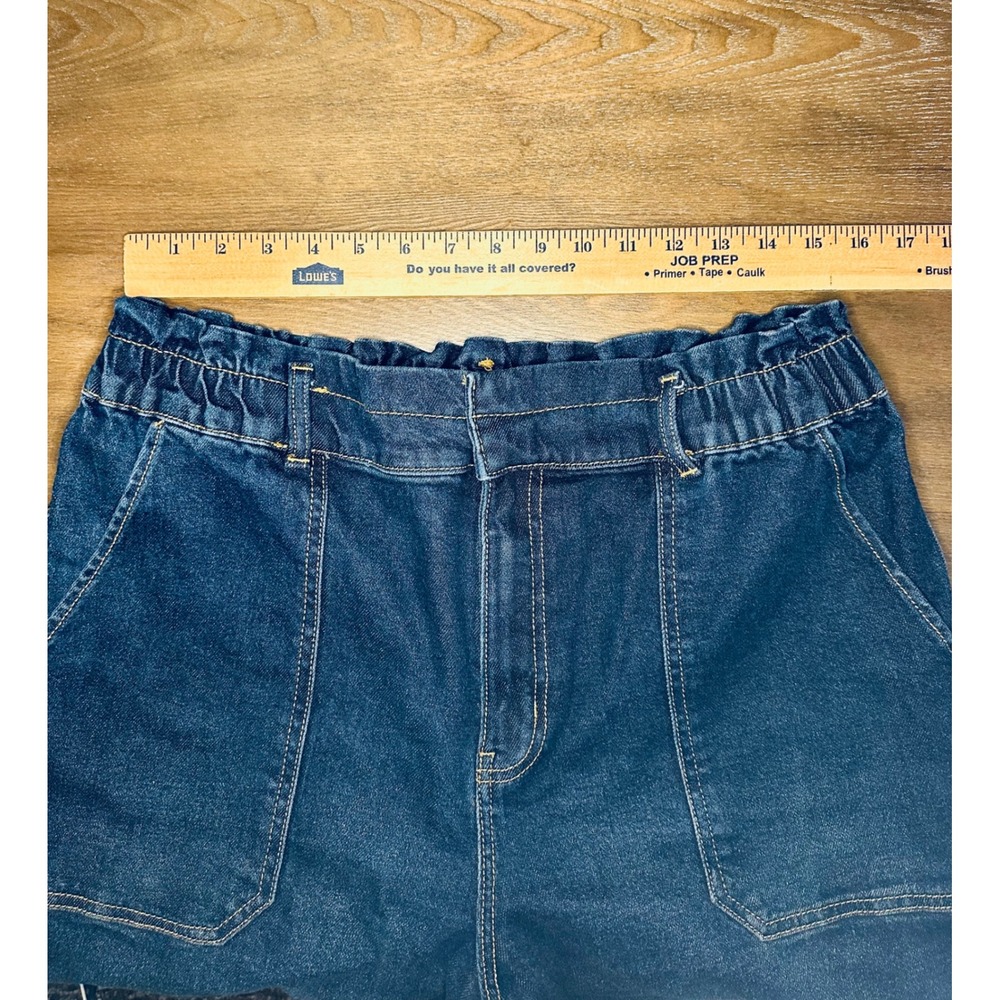 Time and Tru Women's Blue Denim Elastic Waist Wide Leg‎ Crop Jeans Size 14 - Picture 6 of 9
